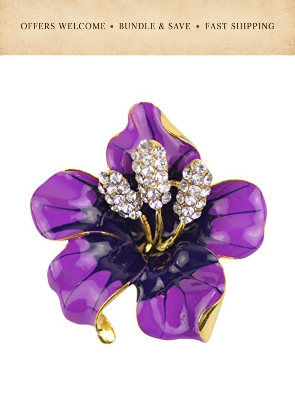 Merdia Flower Brooch Pin with Created Crystal Alloy Elegant Women's Lapel Pin